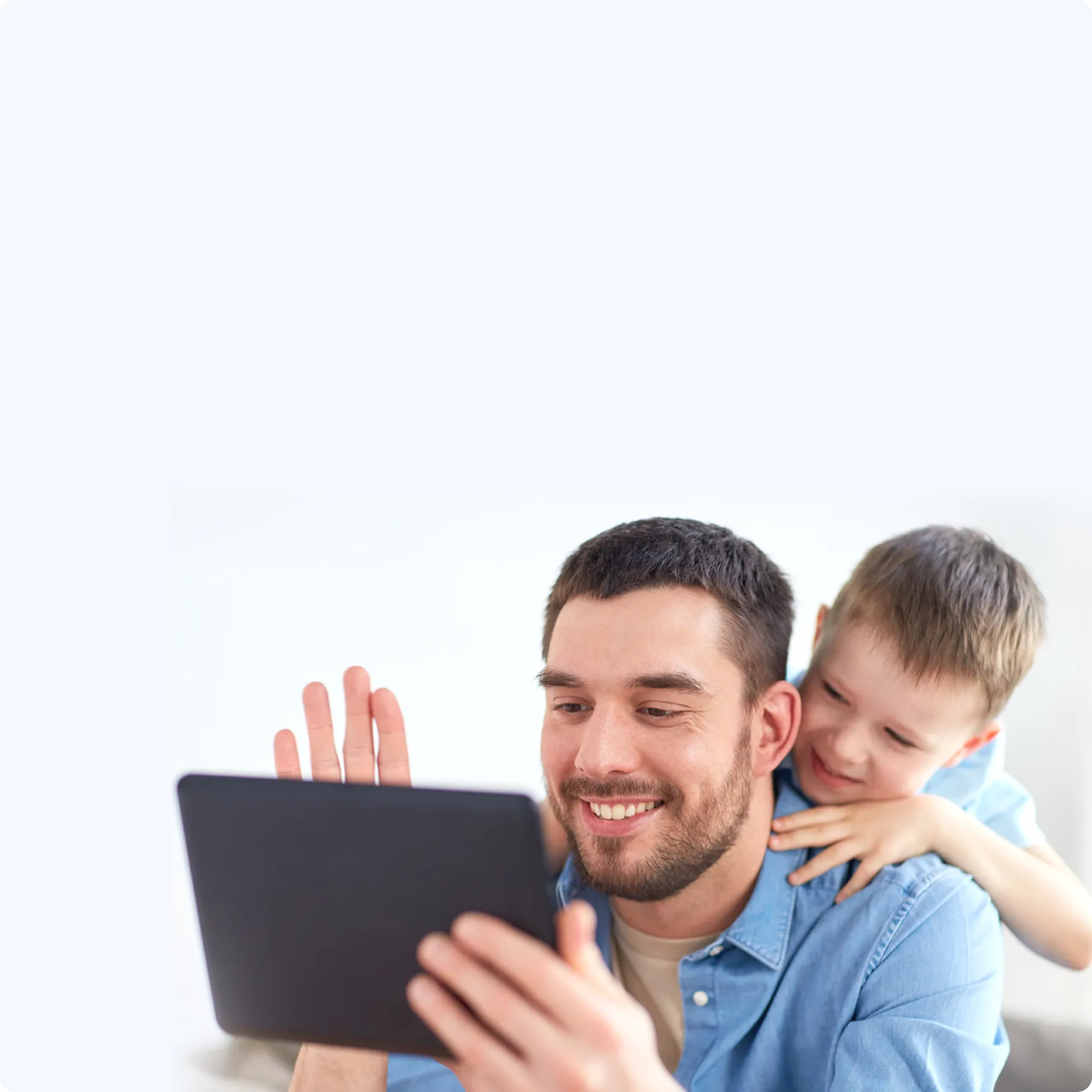 father and son doing video call