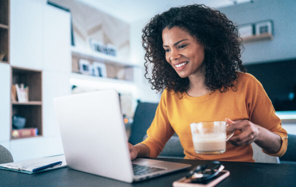 woman working remotely