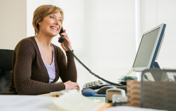a woman talking on the phone