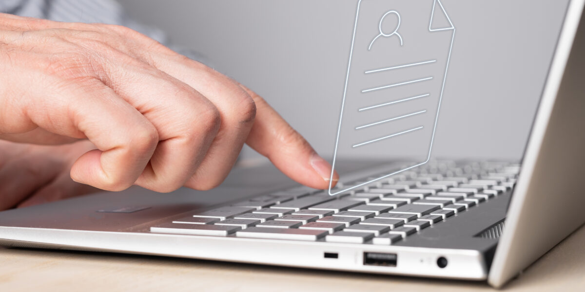 Male forefinger pressing enter button. Resume uploading concept. high speed internet upload speed.